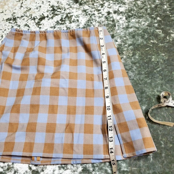 Sunday Best Plaid Blue/Tan Mini Skirt - Picture 7 of 8